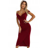 Robe midi à épaules et décolleté ouverts - bordeaux