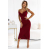 Robe midi à épaules et décolleté ouverts - bordeaux