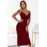 Robe midi à épaules et décolleté ouverts - bordeaux