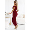 Robe midi à épaules et décolleté ouverts - bordeaux