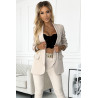 Ensemble élégant - veste et pantalon avec ceinture - beige
