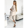 Ensemble élégant - veste et pantalon avec ceinture - beige