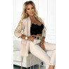 Ensemble élégant - veste et pantalon avec ceinture - beige