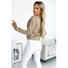 Veste en daim à manches longues avec fermetures éclair - beige