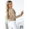 Veste en daim à manches longues avec fermetures éclair - beige