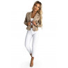 Veste en daim à manches longues avec fermetures éclair - beige